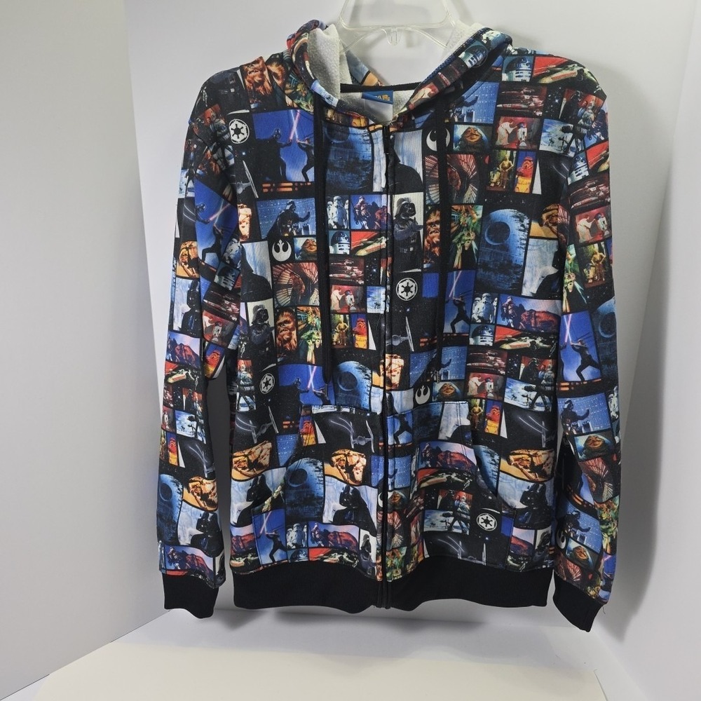 RARE Star Wars All Over‎ Print Men's Size M Full Zip Hoodie Jacket Sweatshirt